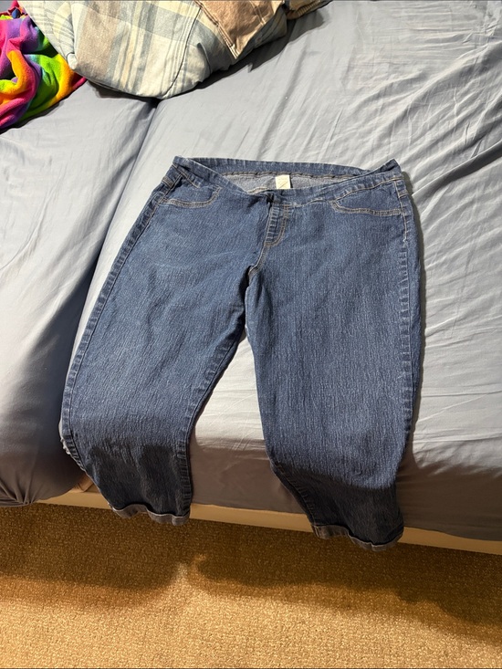 Avon Denim - Avon Dark Blue Cropped Women’s Jeans elastic waist and stretch jeans XL 14/16